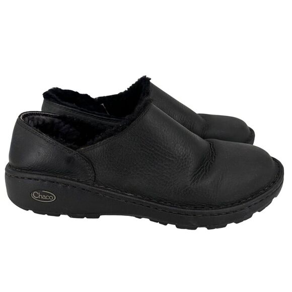 Chaco Zaagh Baa Vibram Clogs Womens Size 11 Black Leather Slip On Casual Comfort - Picture 1 of 11